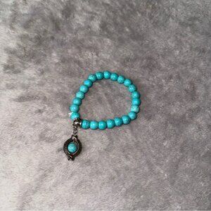 Turquoise Beaded Bracelet with Charm